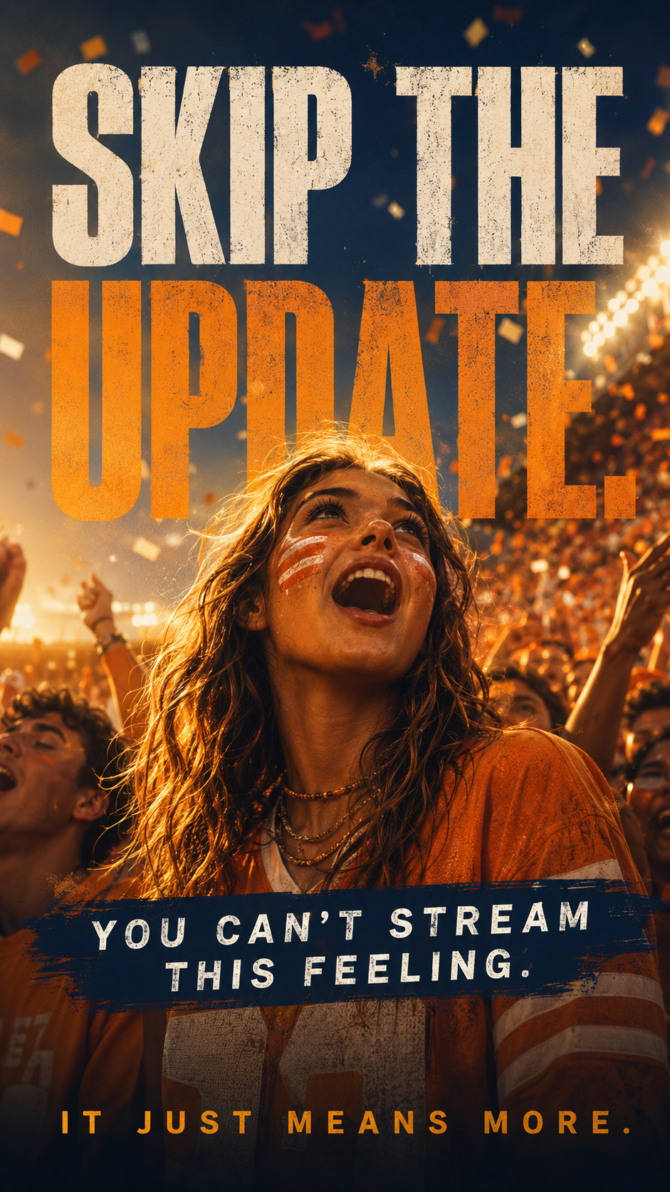 Skip the Update — fan celebrating with confetti